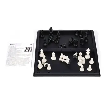 

Plastic Mini-Set International Chess Black & White Chess with Folding Chess Board Portable Travel Chess Educational Kids Toys