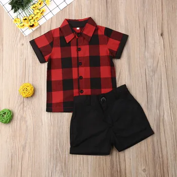 

Pudcoco Summer Toddler Baby Boy Clothes Gentleman Plaid Shirt Tops Short Pants 2Pcs Outfits Formal Clothes Summer