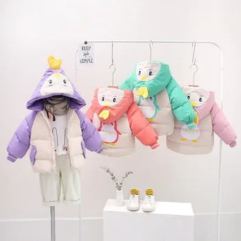 

Children's Down Jackets 2020 New Winter Boys&Girls Korean Style Thickened Short Outerwear Cute Penguin Cartoon Clothes For Kids