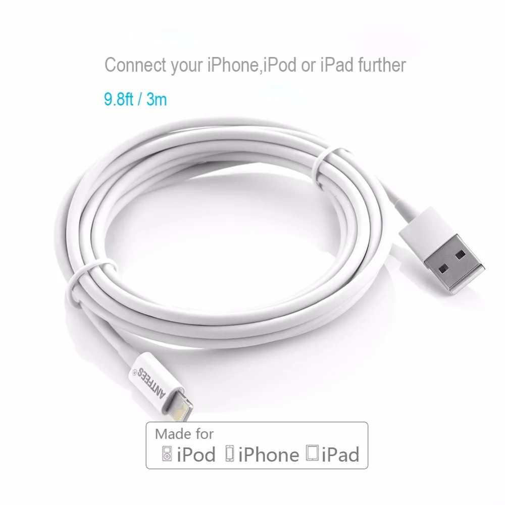 3 метра длинный USB кабель зарядное устройство для Apple iPhone SE 5S 6s 7 8 Plus XS MAX 11 Pro 10 футов 3 м MFI сертифицированные кабели для зарядки для iPad