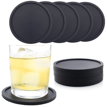 

Color Pop Silicone Coaster Set Pack of 1/5/8 Reusable High quality heat resistant round wine, beer and drink coasters