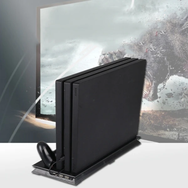 Полностью вертикальная подставка с охлаждающим вентилятором для PS4 Pro, зарядное устройство для геймпада, зарядная док-станция с 3 портами usb-хаб