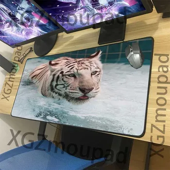 

XGZ Customized Large Mouse Pad Black Lock Edge Animal Cute Tiger Swimming Pattern Office Computer Desk Mat Rubber Non-slip Xxl