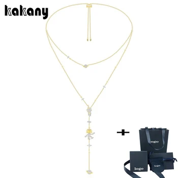 

Kakany New Fashion High Quality Luxury Golden Yellow Dancing Robot Adjustable Long Necklace Monaco Women's Fashion Jewelry