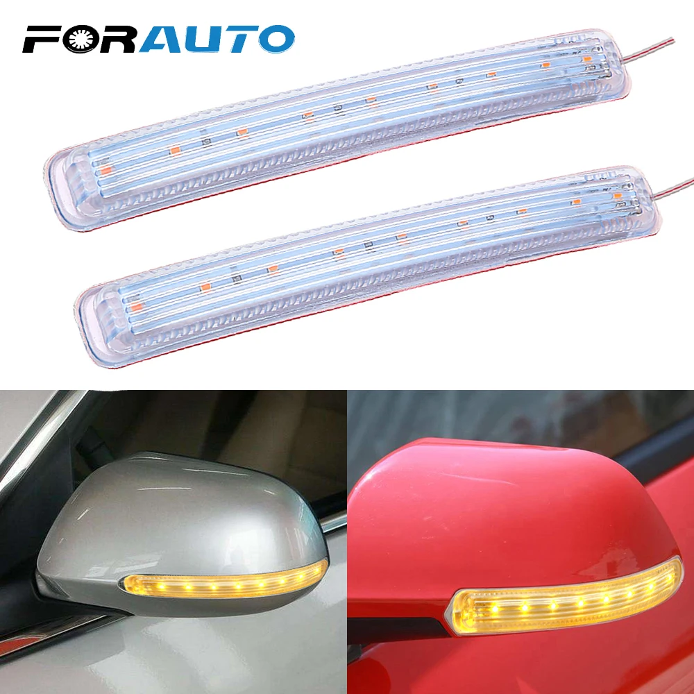 

FORAUTO 2PCS Amber LED Car Light Source Yellow Soft 9 SMD FPC Turn Signal Light DC 12V Auto Rearview Mirror Indicator Lamp