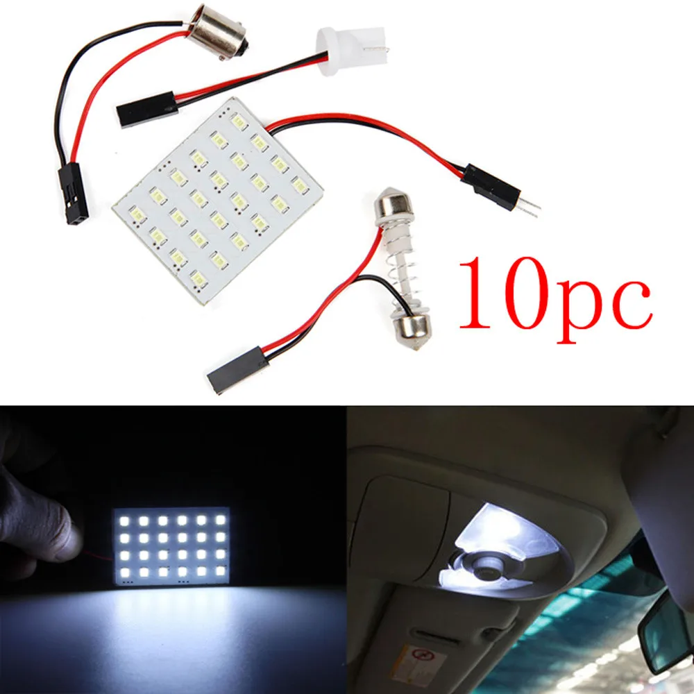 

12V Panel 24SMD Car Interior LED White Map Dome Light Lamp Super Universal SMD LED Panel Light Adapterl