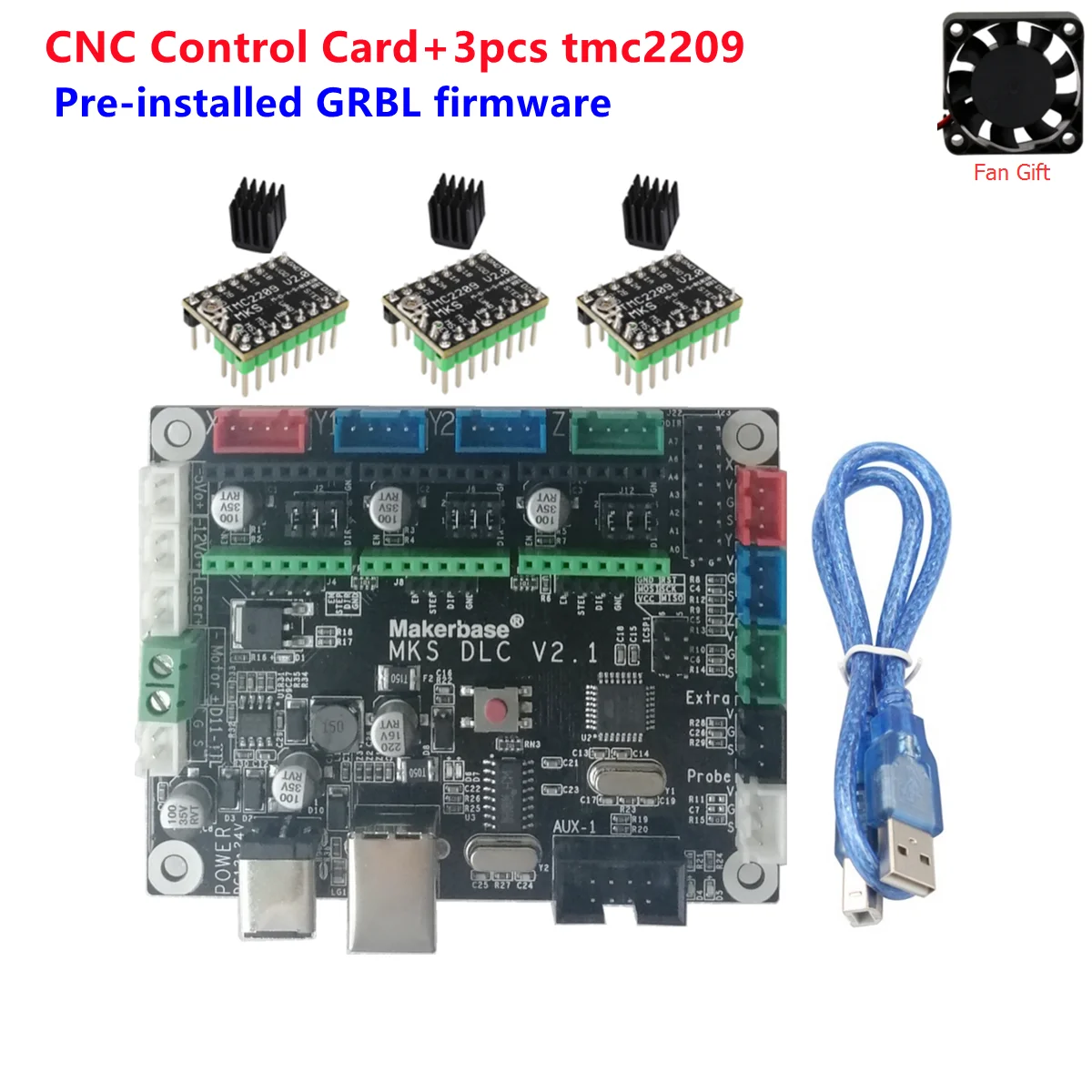 Placa de Controle Grbl Eixo Placa Mks Dlc V2.1 Cnc Escudo v3 Expansão Arduino Uno r3 Cartão Stepper Driver A4988 8825 z Usb - Imagem 2