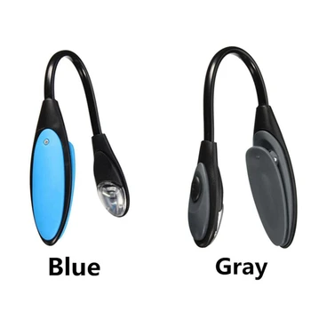 

2pcs Mini Flexible Clip-on Bright Booklight LED Travel Book Reading Lamp White Light Table Lamp Light - Gray & Blue