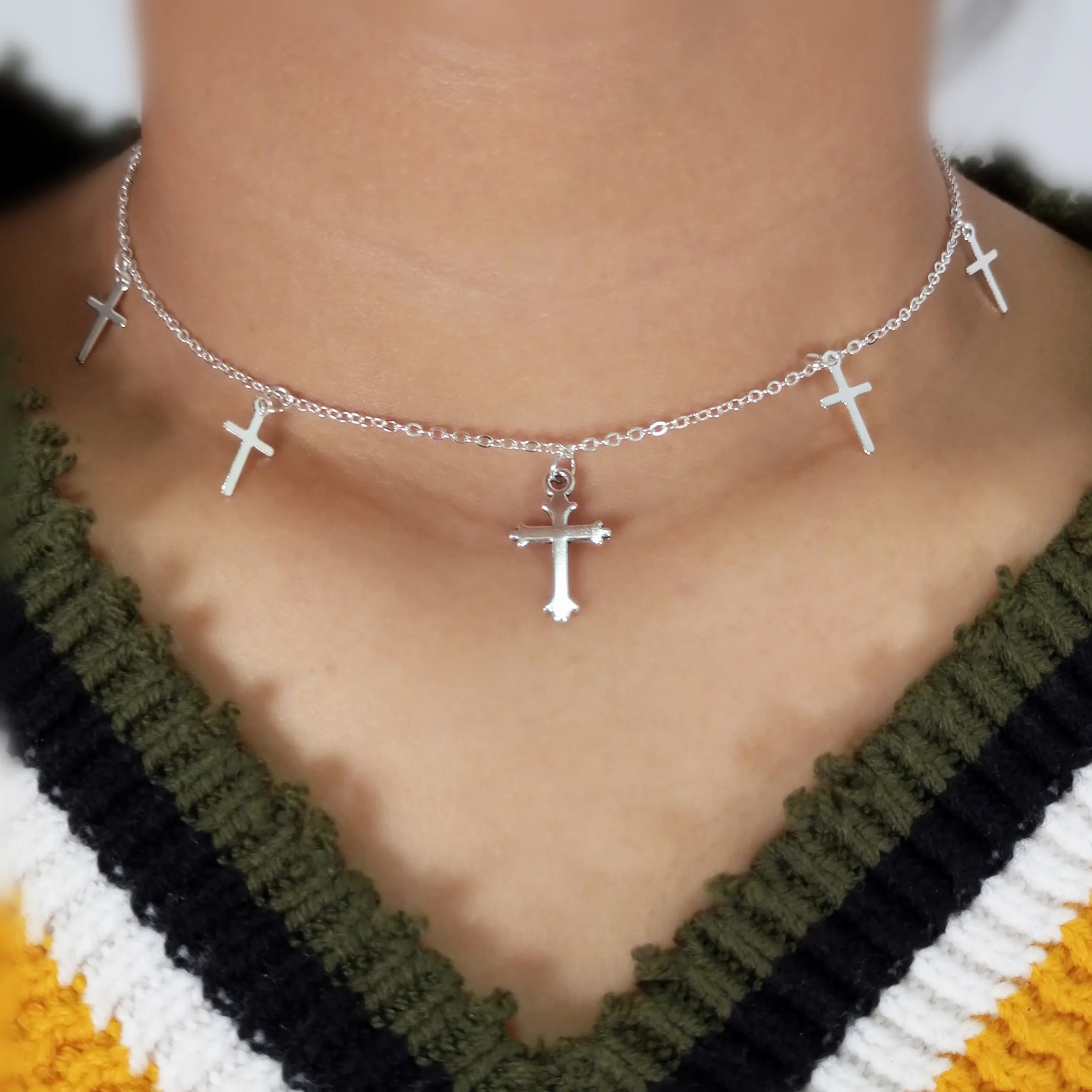 

2019 New Silver Color Cross Long Chain for Women Hot Selling Wild Birthday Gift Handmade Trinket Jewelry