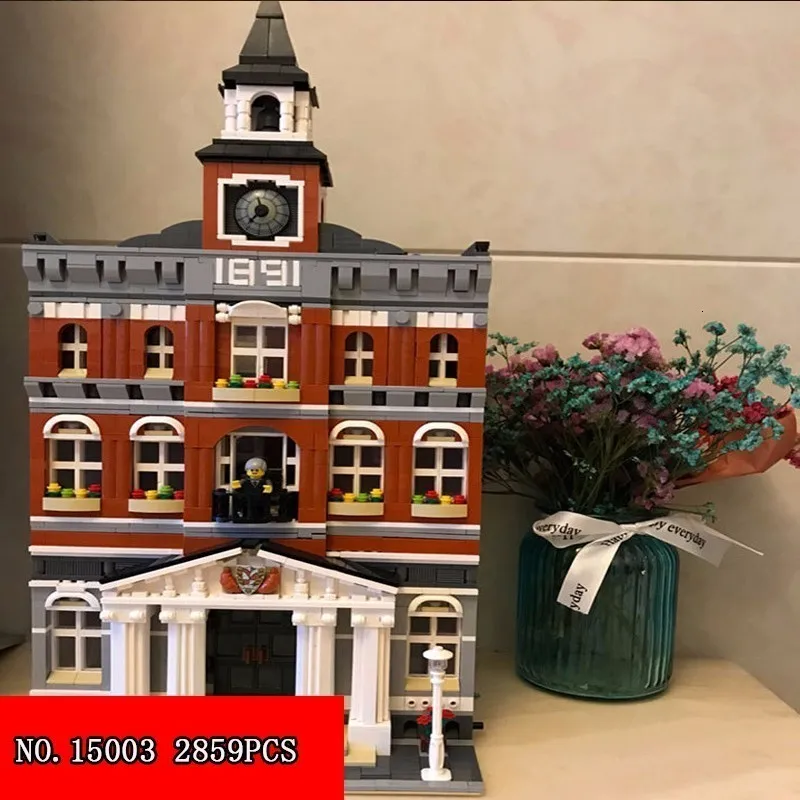 

15003 City Streetscape Series City Hall Children Alpinia Oxyphylla Building Blocks Spelling Insert Assembling Toys 2805pcs 84003
