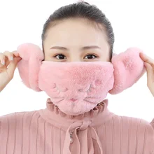 Зимняя Милая маска для рта, вышитая котом, женская маска, хлопок, плюш, ветрозащитный наушник, пылезащитный, полутеплый чехол для лица для девочек
