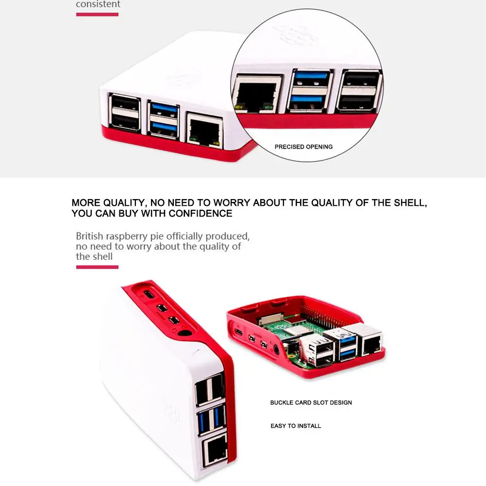 Экологически чистый ABS корпус красный и белый корпус CNC защитный чехол для Raspberry Pi 4/4B