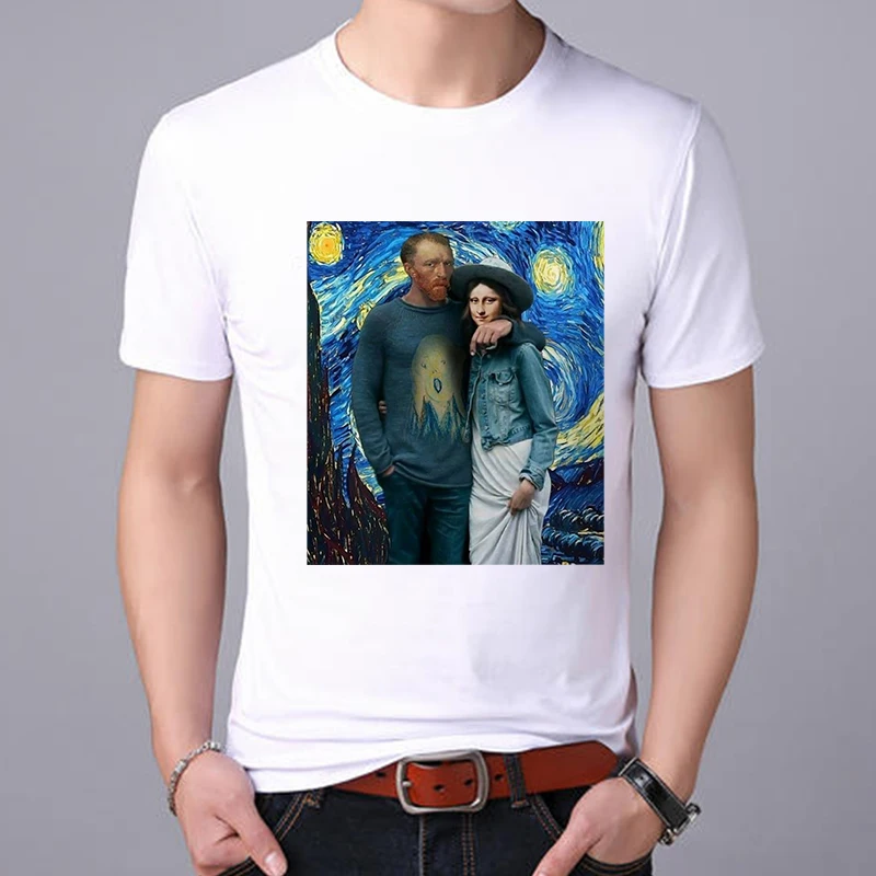 Showtly смешная Мода Monalisa живопись Мужская футболка абстрактная картина маслом