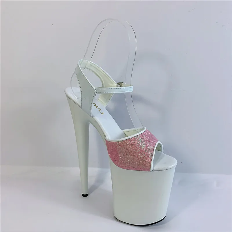 Summer fashion shoes, 8 inch heel, 20 cm heel, glitter vamp, model sandals, pole dancing shoes