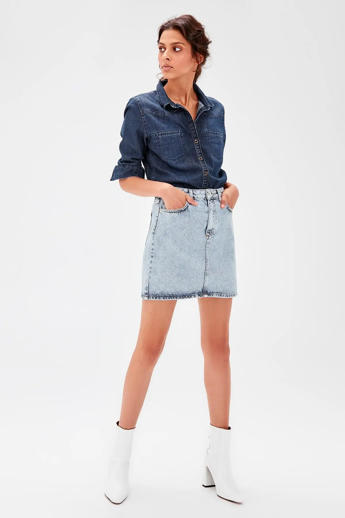 

Trendyol Blue Basic Denim Skirt TWOAW20ET0065