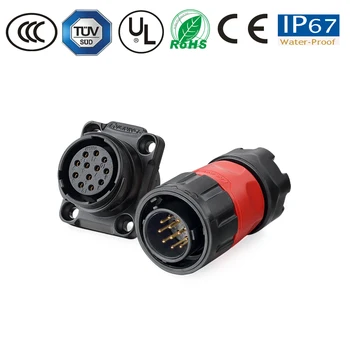 

12pin Waterproof round plastic connector power cable PBT IP67 connector plug socket TV Monitor multi-function connector