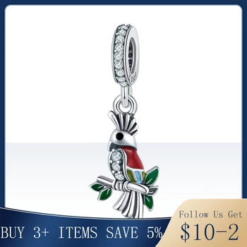 

Pandach 100% 925 Sterling Silver Vivid Parrot Colorful Crystal CZ Pendant Charms Fit Bracelets & Necklaces DIY Jewelry CMC850