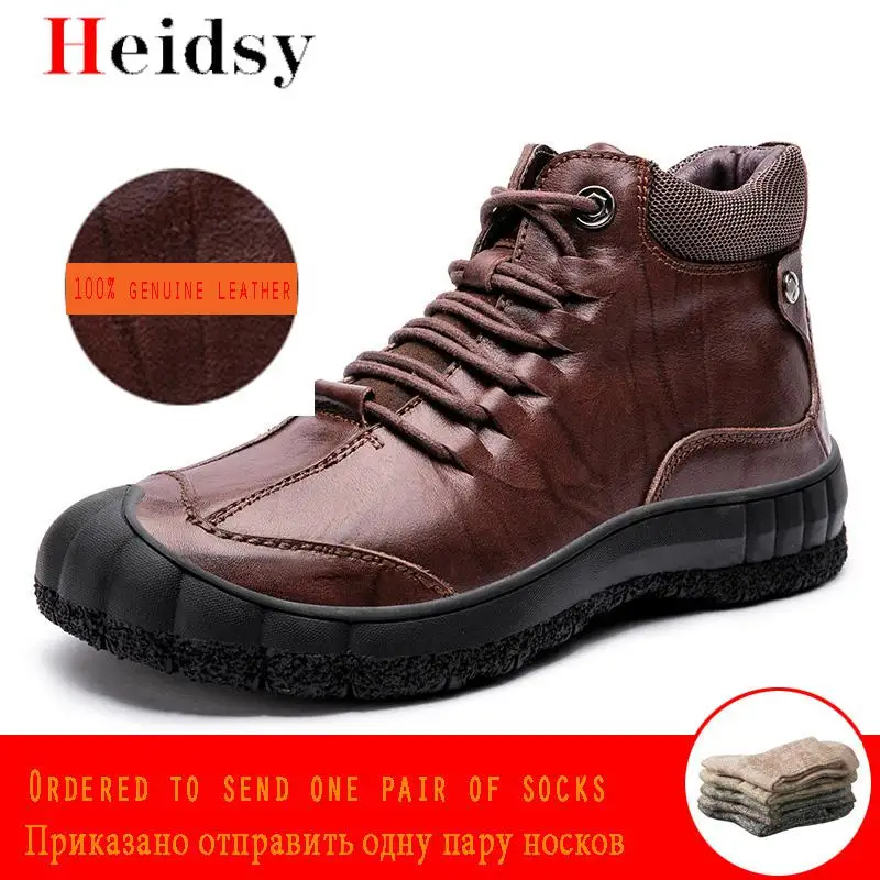 

2019 New High Quality Men's shoes 100% Genuine Leather Casual Shoes Waterproof Work Shoes Cow Leather Loafers Men Ankle Boots