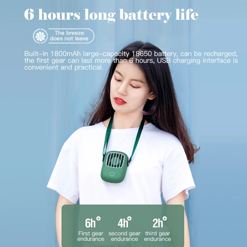 Повязка на шею для режима свободные руки подвесной USB Перезаряжаемый вентилятор