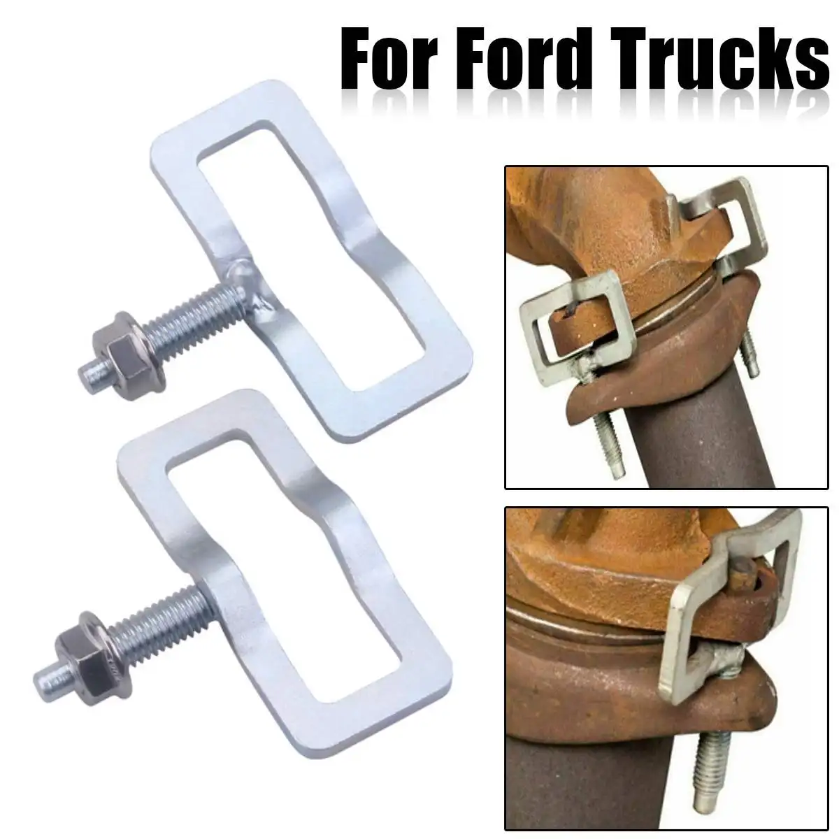

NEW Exhaust Manifold Repair Kit Studs Clamp For Ford Truck Replace System Includes 2 Clamps 2 Studs