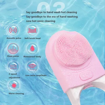 

USB Changing Silicone Face Cleansing Brush Shrinking Pores Firming Skin Waterproof Facial Cleansing Brushes Beauty W1