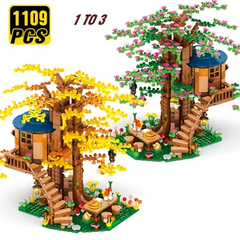 

Building Blocks Creator Designer Set Tree House Field My World Hell Jungle Craft Steve Bricks Toys for Kids
