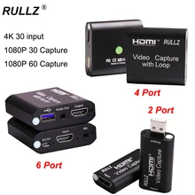Usb 2.0 3.0 4k loop para fora placa de captura de vídeo áudio caixa de gravação hdmi mic no jogo do telefone streaming ao vivo para interruptor ps4 câmera dvd
