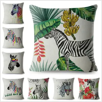 

Details Africa Watercolor Zebra Print Throw Pillow Cover Square Cushion Covers Sofa Home