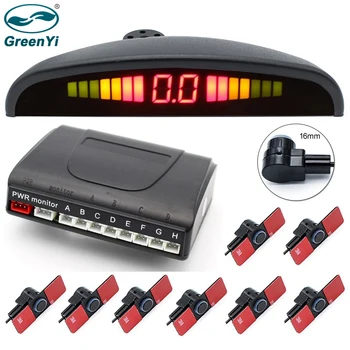 

GreenYi 8 Sensors 16mm Original Flat Sensors Car LED Parking Sensor Voice Alarm Parking Reversing Radar System 6 Color