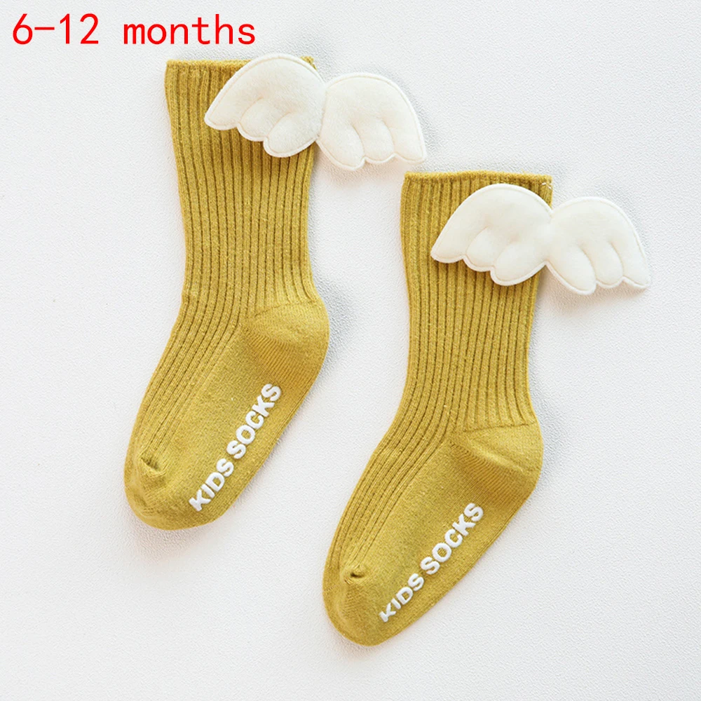 06 Newborn Baby Kids Socks Cute Wings Toddlers Girls Knee High Long Breathable Comfortable Soft Cotton Baby Socks - Color: 06