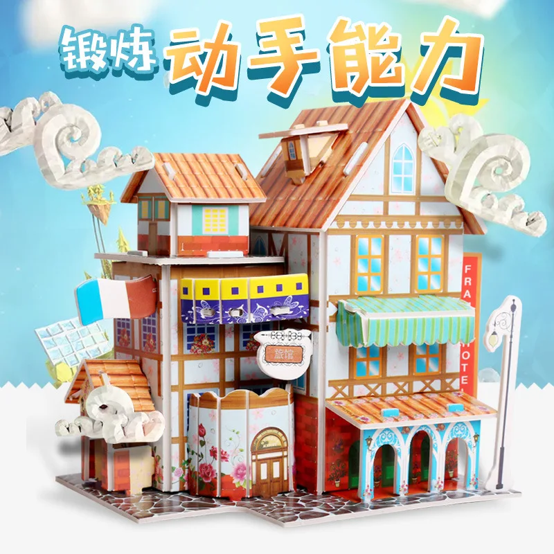 

3D Jigsaw Puzzle Paper Model Children Educational Force House Car Airplane Garbage Compartmental Hot Selling Toy Hot Selling