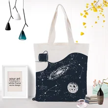 Холст сумка для покупок черная иллюстрация текст DIY ежедневное использование пользовательский принт Логотип эко многоразовая утилизация