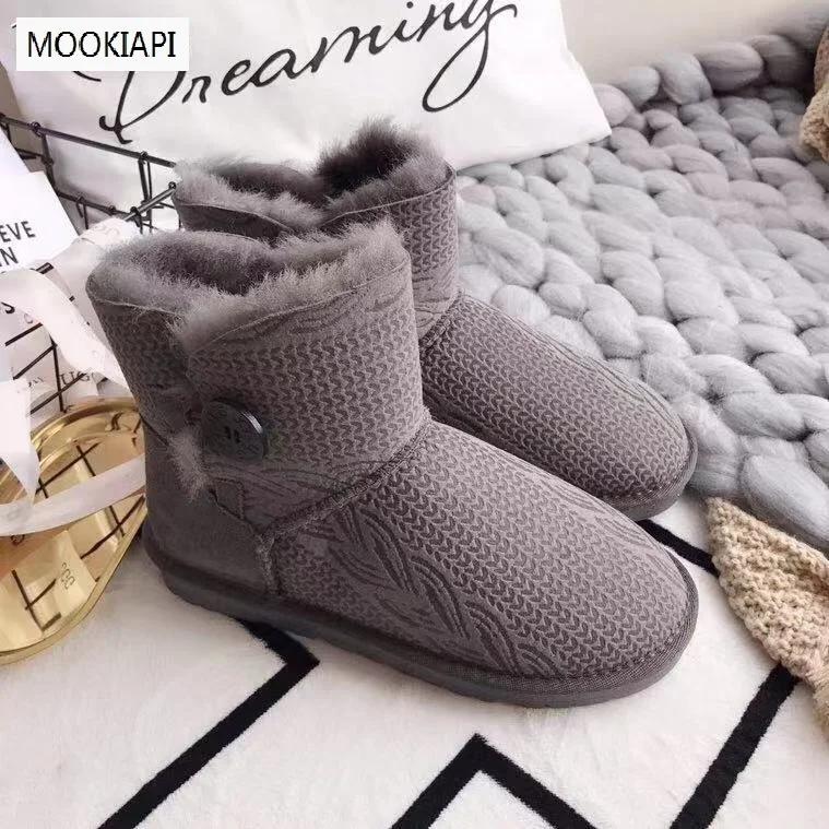 В году китайские зимние сапоги высокого качества из натуральной овчины натуральная шерсть женская обувь чистого цвета