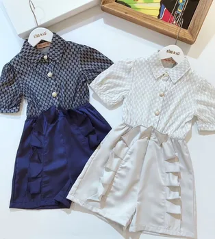 

6414 Plaid Fashion Ruffles Princess Baby Girl Wholesale 2020 New Kid Children Clothing Child Clothes 6 pieces / lot