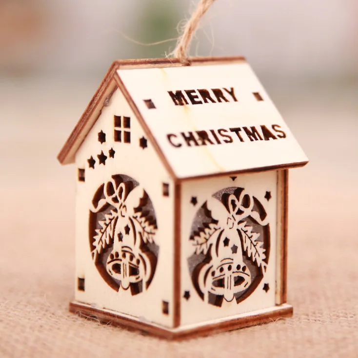 Праздничный светодиодный светильник, деревянный дом, Рождественская елка, украшения для Висячие украшения для дома, праздничный хороший