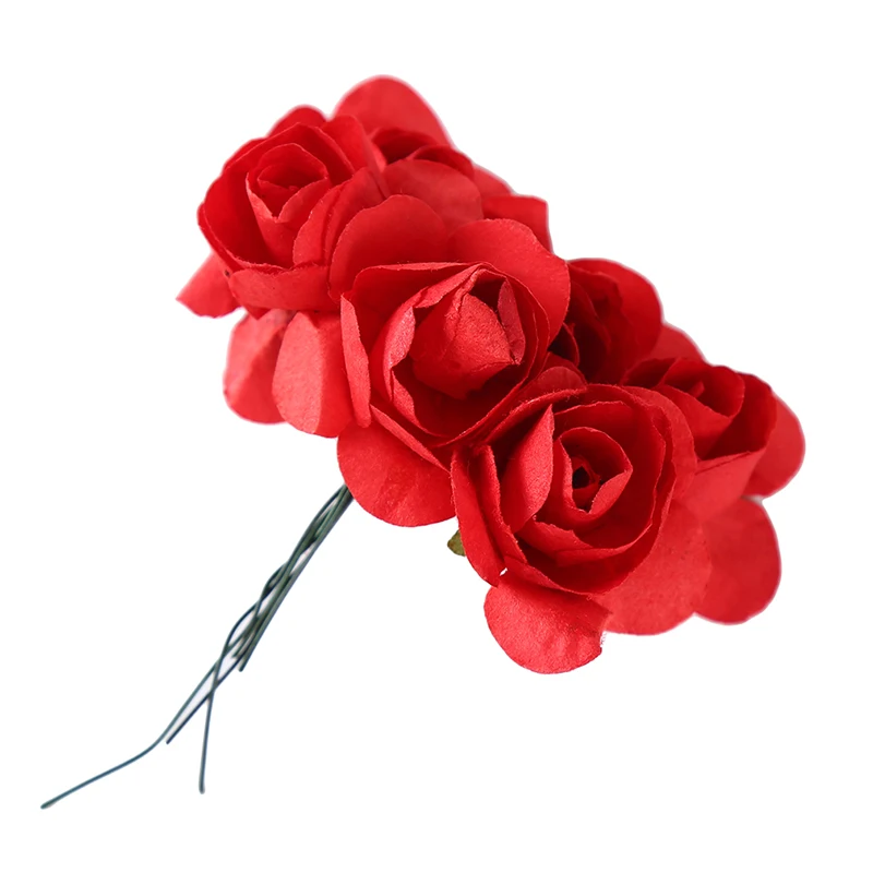 2 Cm Diam Small Paper Rose Artificial Flower Wedding Festive Decoration Handmade Clothing Shoe Box Accessories