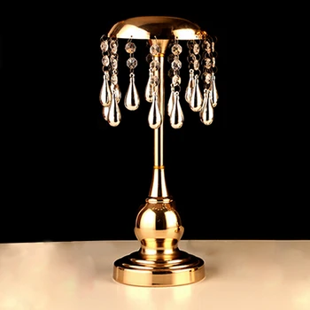 

Gold Crystal Bead Candlestick Curtain Candle Holder For wedding Decor Table Centerpieces Candelabra Party Flower Vase Holder