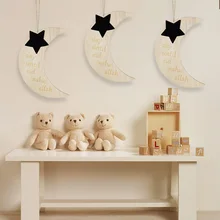 

Islamic Muslim Ramadan Eid Mubarak Wooden Plaque Creative Moon Star Wood Craft Hanging Pendant Decoration 1Pcs Single Face