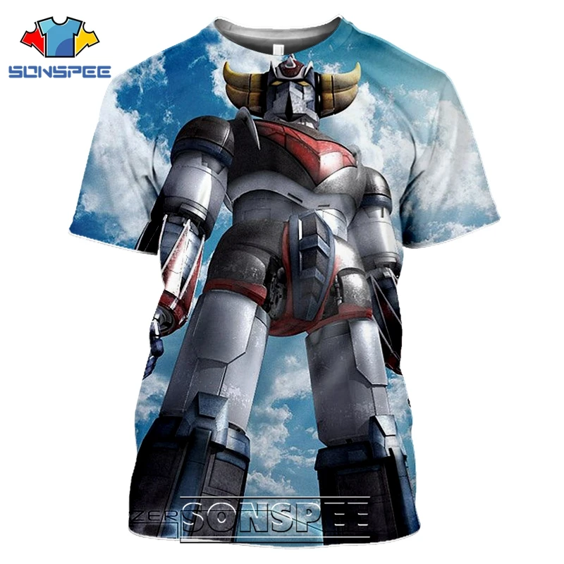 SONSPEE 3D Print Men Women Goldorak T-shirts Casual Streetwear Harajuku Hip Hop Short Sleeve Vintage Anime Tees Tops Shirt