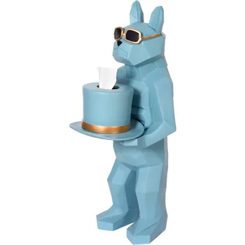 

[Funny] European Ceramic Crafts 63cm bulldog Tissue box Home Decoration model Ornaments Creative cool dog Servant gift