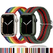 

Braided Solo Loop For Apple Watch Band 45 mm 44mm 40mm 45mm 41mm 42mm 38mm nylon Bracelet correa iWatch serie 7 6 5 4 3 se strap