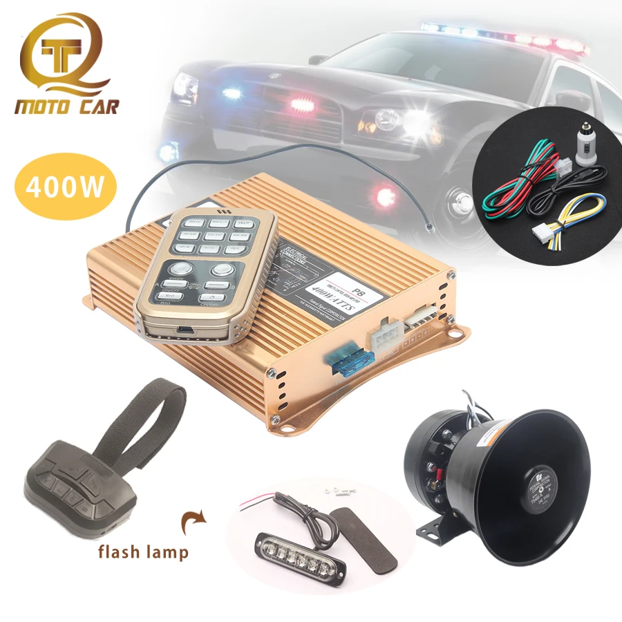 

For Auto Wireless Sound Tone Alarm Police Fire Siren 12V Megaphone Sirene Car Politie Sirene Speaker 400W Train MIC PA System