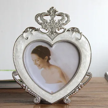 

5" European Antique Love Type Metal Photo Frame Standing Home Wedding Decoration Gift for Children Painting Picture Desktop