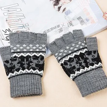 

Winter Gloves Women Men Multi-function Half Finger Gloves Elk Animal Winter Soft Warm Mitten Gloves Guantes 8W2