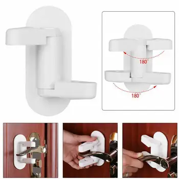 

Child Safety Lock Door Lever Lock Child Proof Doors Door Handles Child Handle Adhesive Lock Anti-opening W1A7