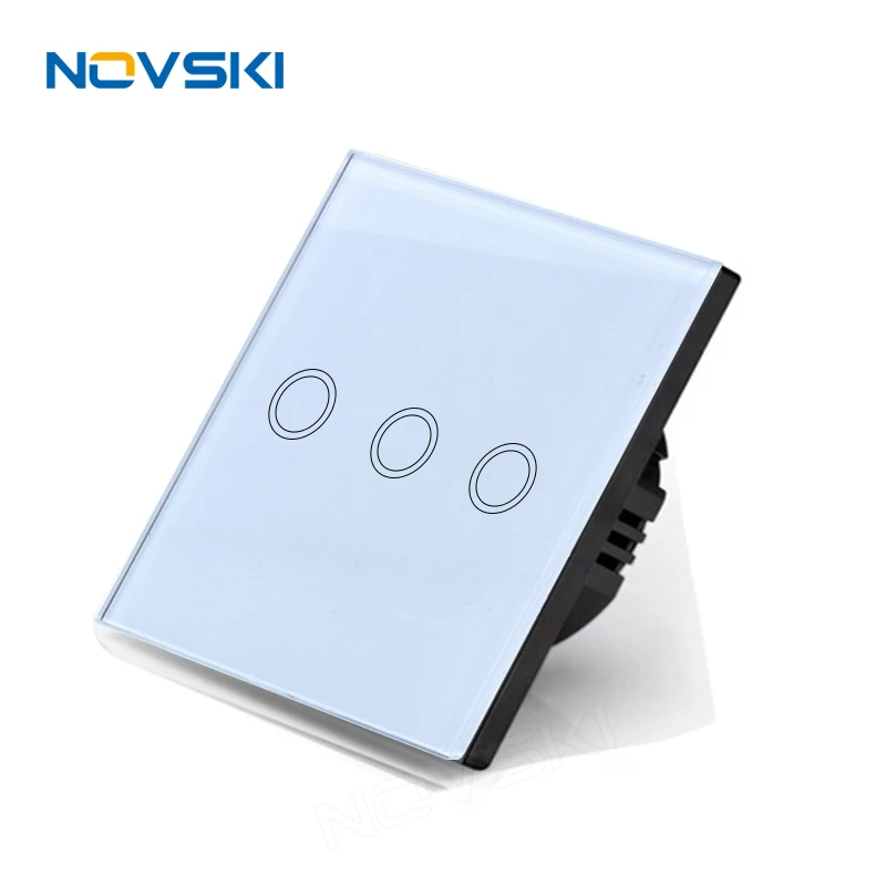 

Touch Switch EU / UK Standard Crystal Glass Panel 1 Gang 3 Way Touch Switch, EU Light Wall Touch Screen Switch, AC110-240V