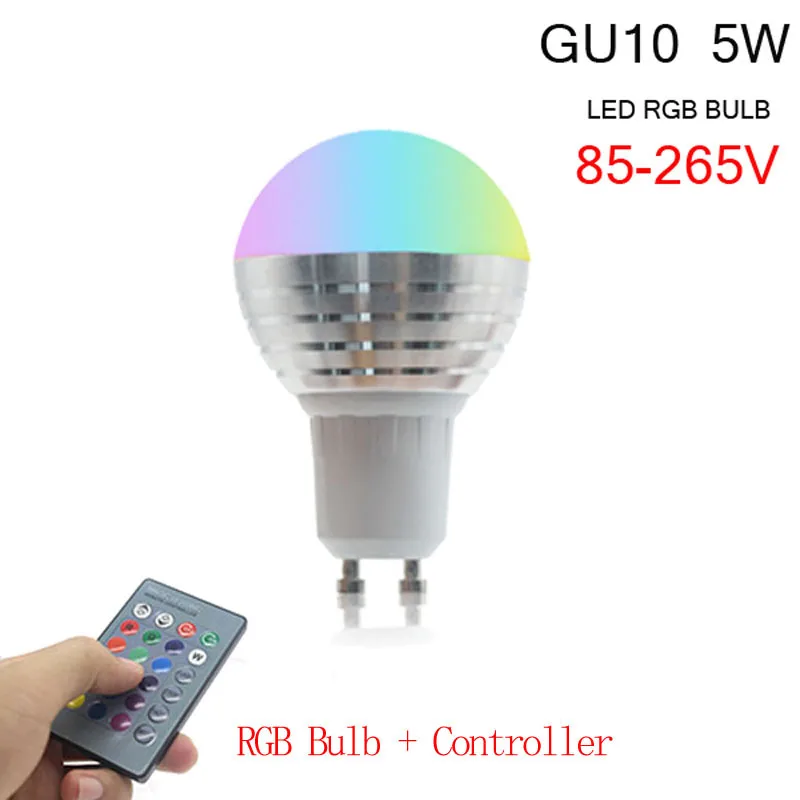 Цветная(RGB светодиодный лампы GU10 E27 E14 светодиодный свет лампы 5 Вт 16 Цвет 110V 220V лампочки LED+ затемнения светодиодный управление лампа для детской комнаты