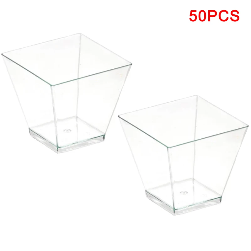 50pcs Высокий 50/100 шт. квадратный десертные чашки мини Пластик 2 унции прозрачные вечерние Свадебный декор Прозрачные Чашки Десерт LG66 - Цвет: 50pcs