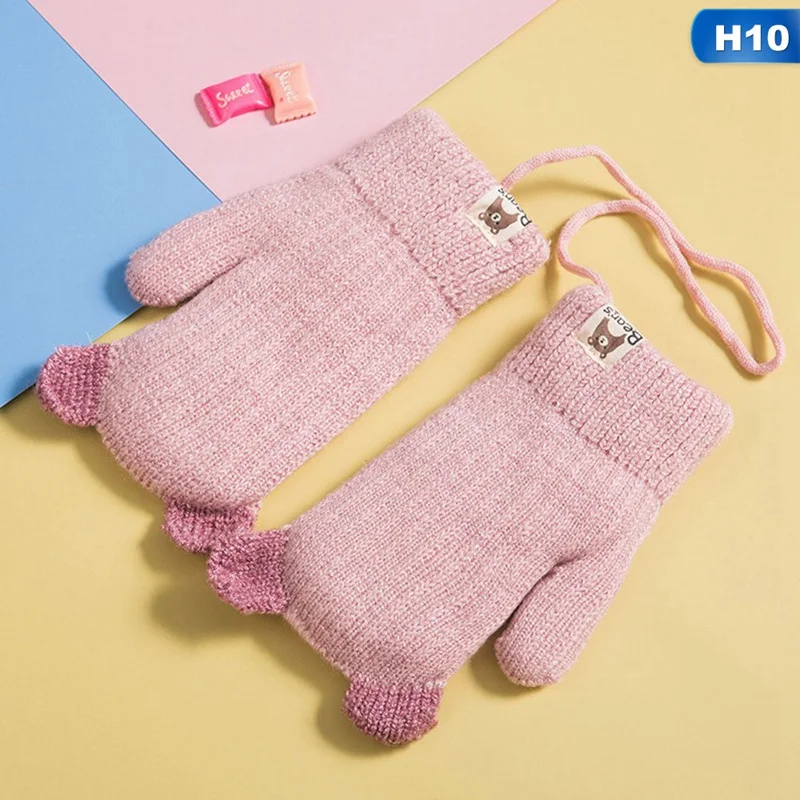 1 Pair Cute Cartoon Children Gloves Winter Autumn Warm Boys Girls Gloves Knitting Thicken Kids Full Finger Mittens 6-12 Year