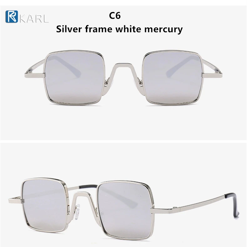 c6 white mercury KARL, новинка, маленькие квадратные солнцезащитные очки для женщин, Ретро стиль, маленькие прямоугольные солнцезащитные очки для женщин, женские уличные очки, розовые оттенки - Цвет линз: c6 white mercury